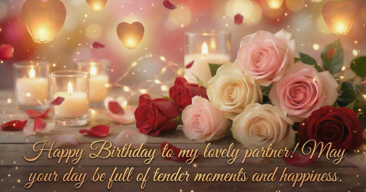 Happy Birthday to my lovely partner! May your day be full of tender moments and happiness
