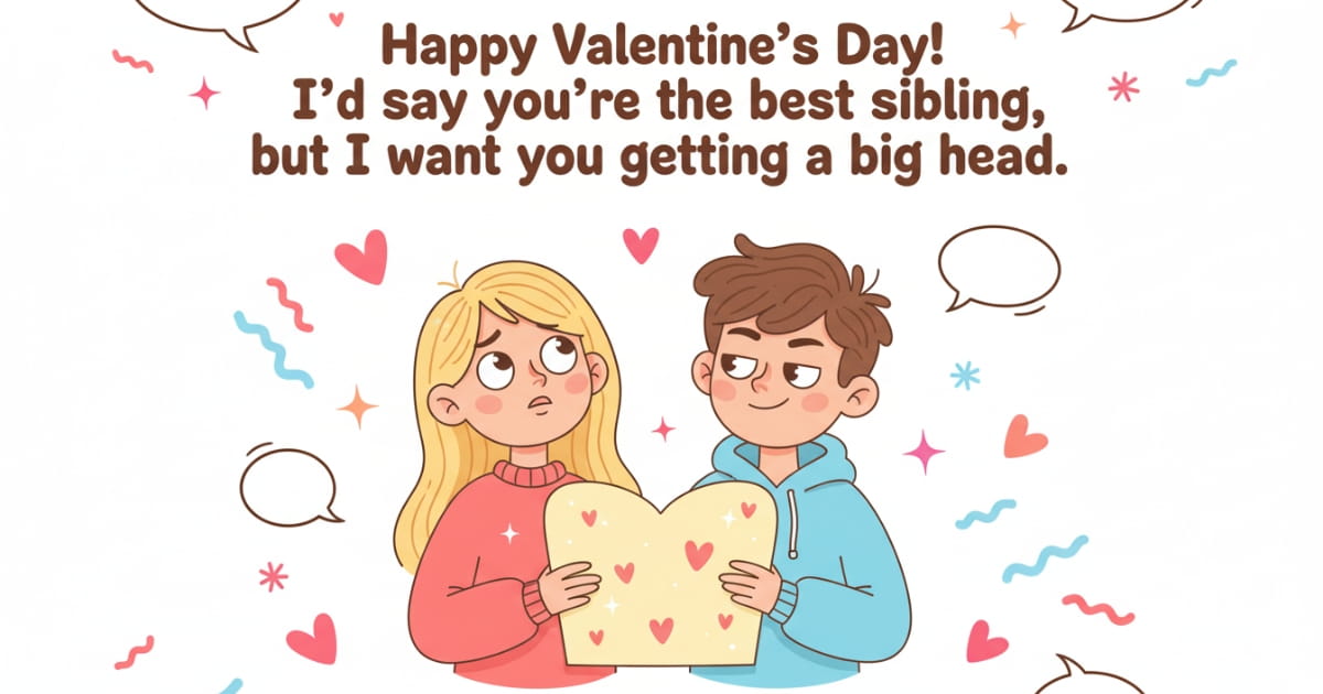 Happy Valentine’s Day! I’d say you’re the best sibling, but I don’t want you getting a big head.