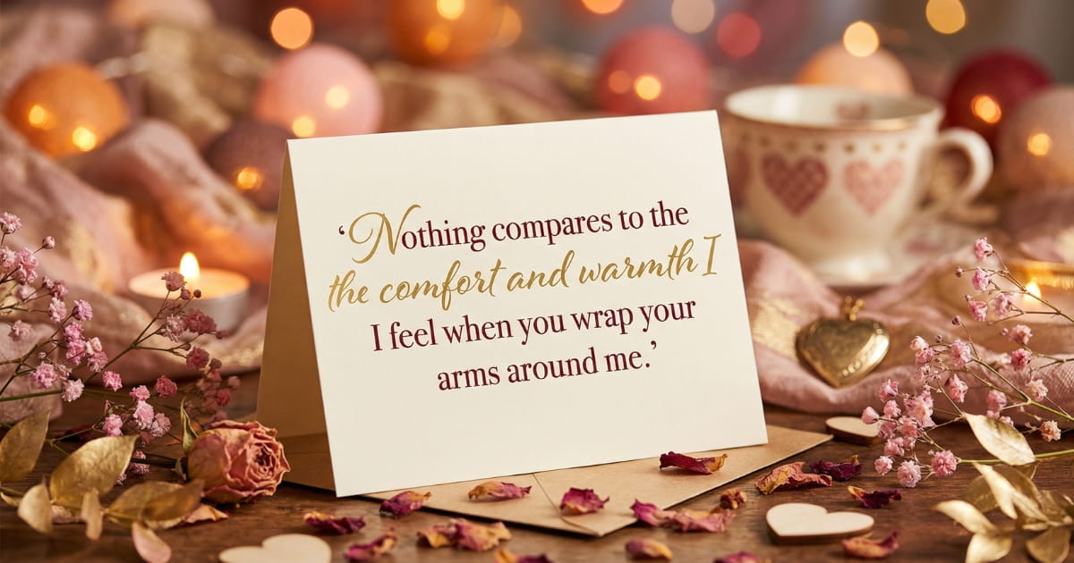 Nothing compares to the comfort and warmth I feel when you wrap your arms around me.