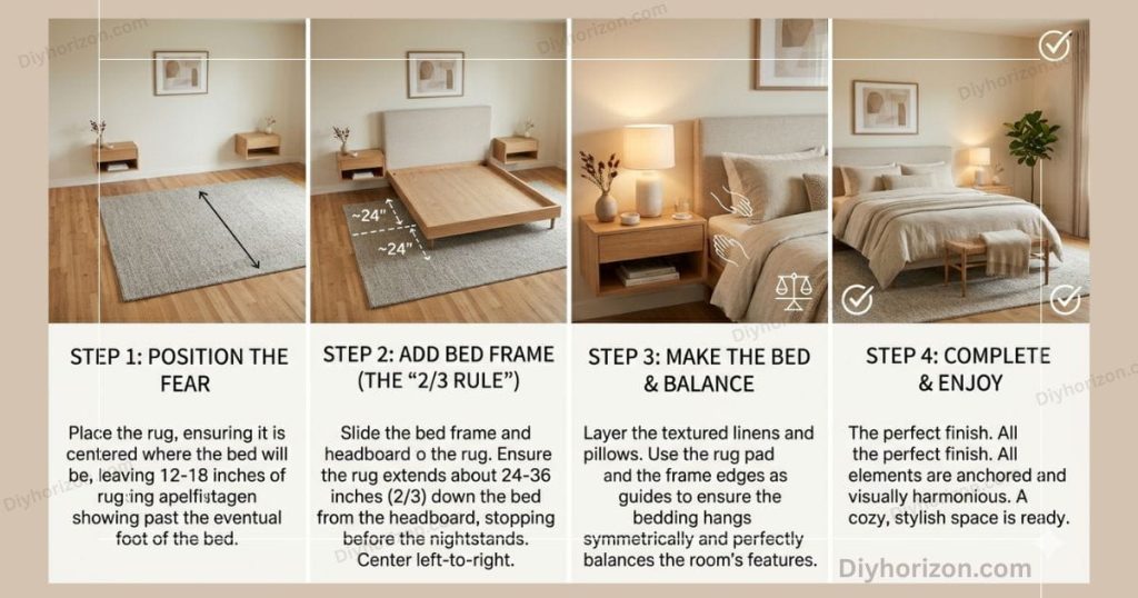Bedroom Rug Placements guide steps