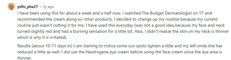 neutrogena wrinkle-cream feedback reddit