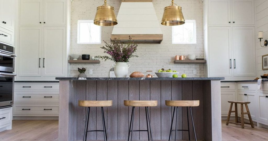 Beadboard Kitchen Island Accent Wall