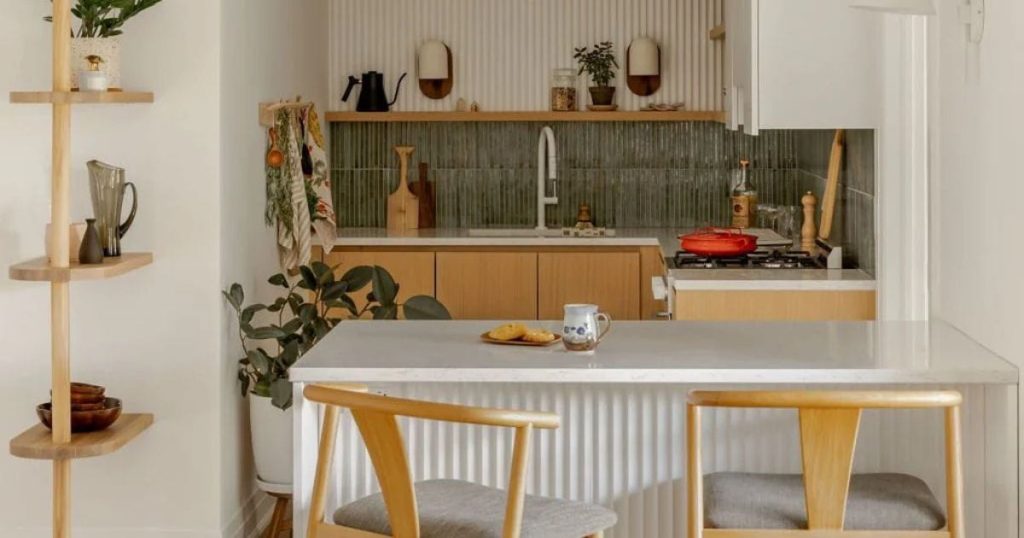 kitchen Wood Slat Island Design